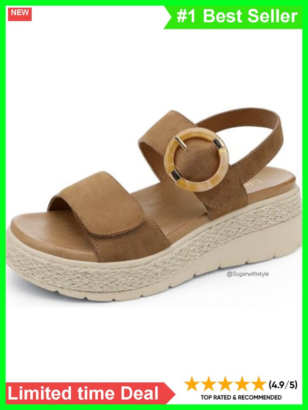 Womens Espadrille Platform Sandals Low Wedge Orthopedic Arch Support